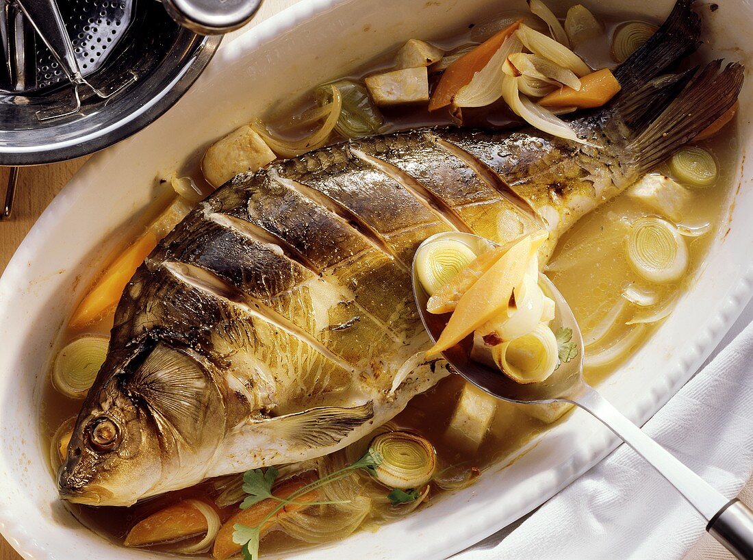 Carp in wine sauce