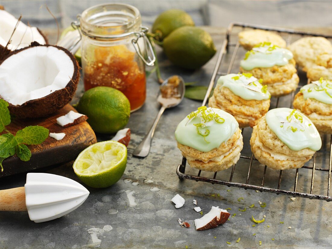 Lime and coconut whoopie pies