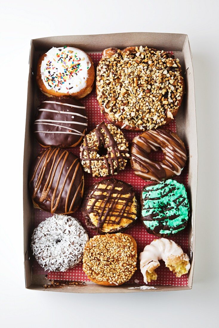 Box of Assorted Doughnuts; From Above