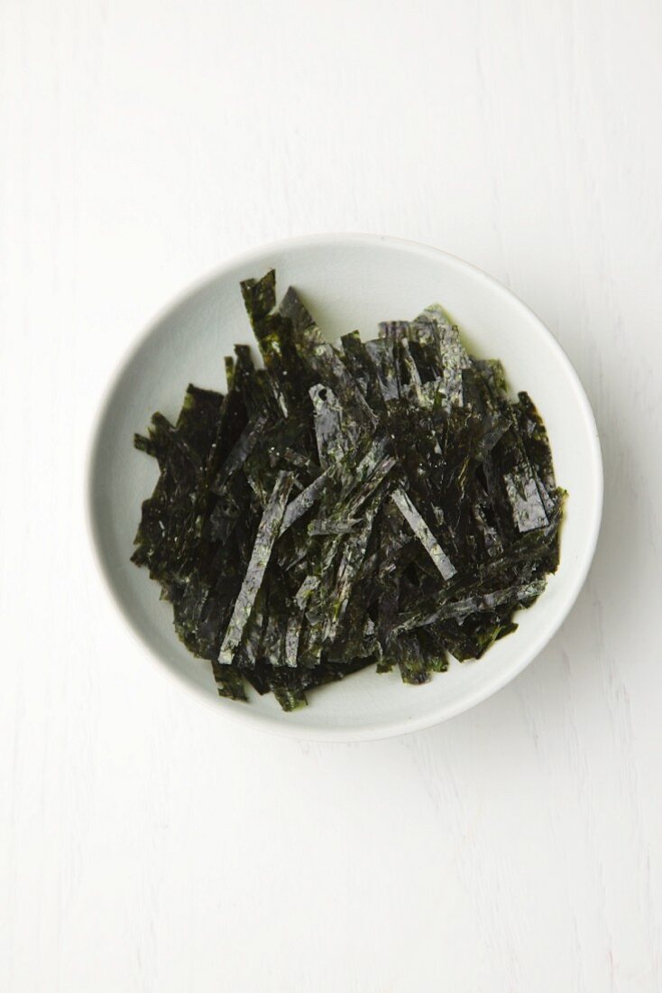 Gim; Dried Seaweed; On a White Plate