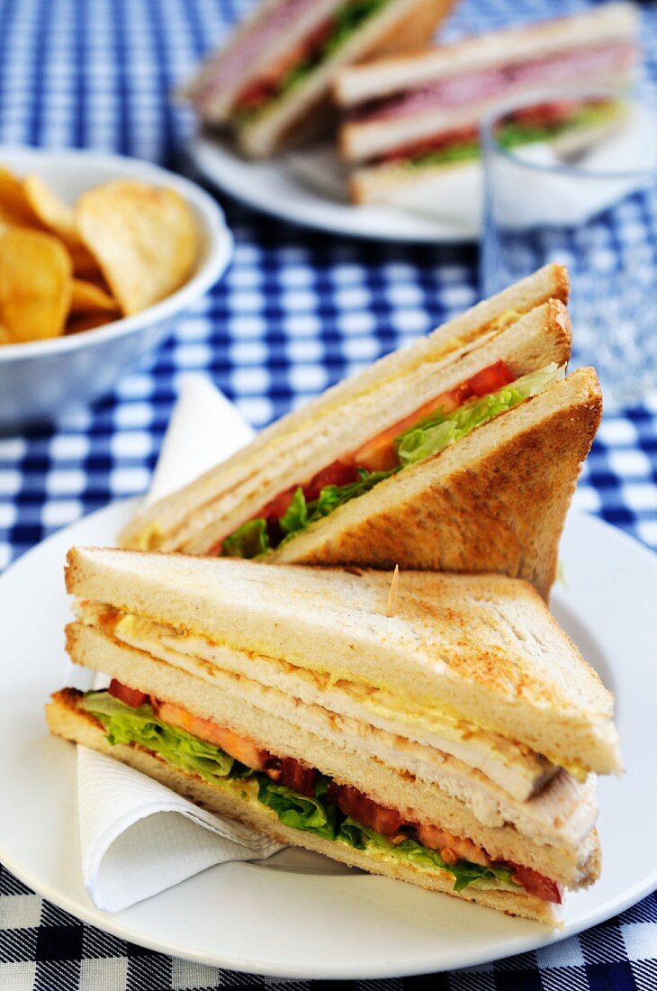 A club sandwich (chicken, lettuce, tomatoes and mayonnaise)