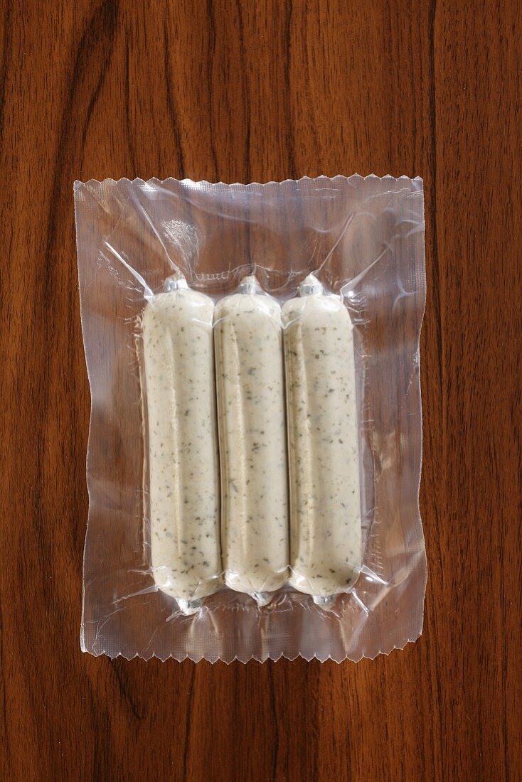 Soy sausages, vacuum packed