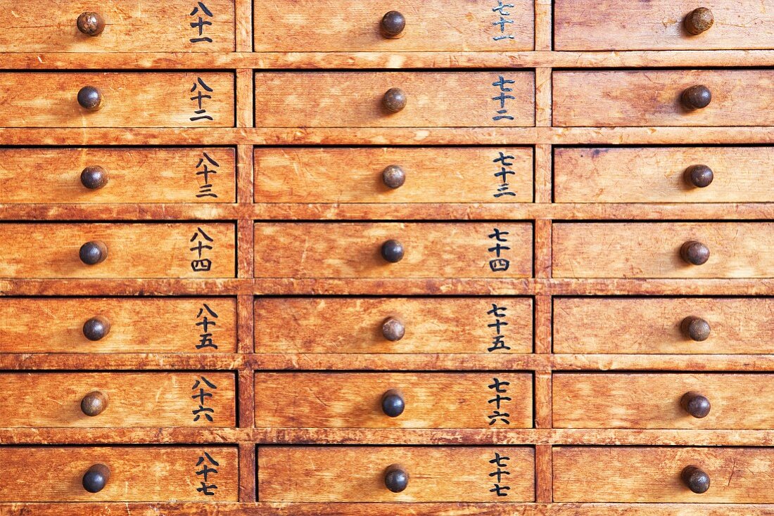 Glücksschubladen in Senso-Ji Tempel, Asakusa, Tokio