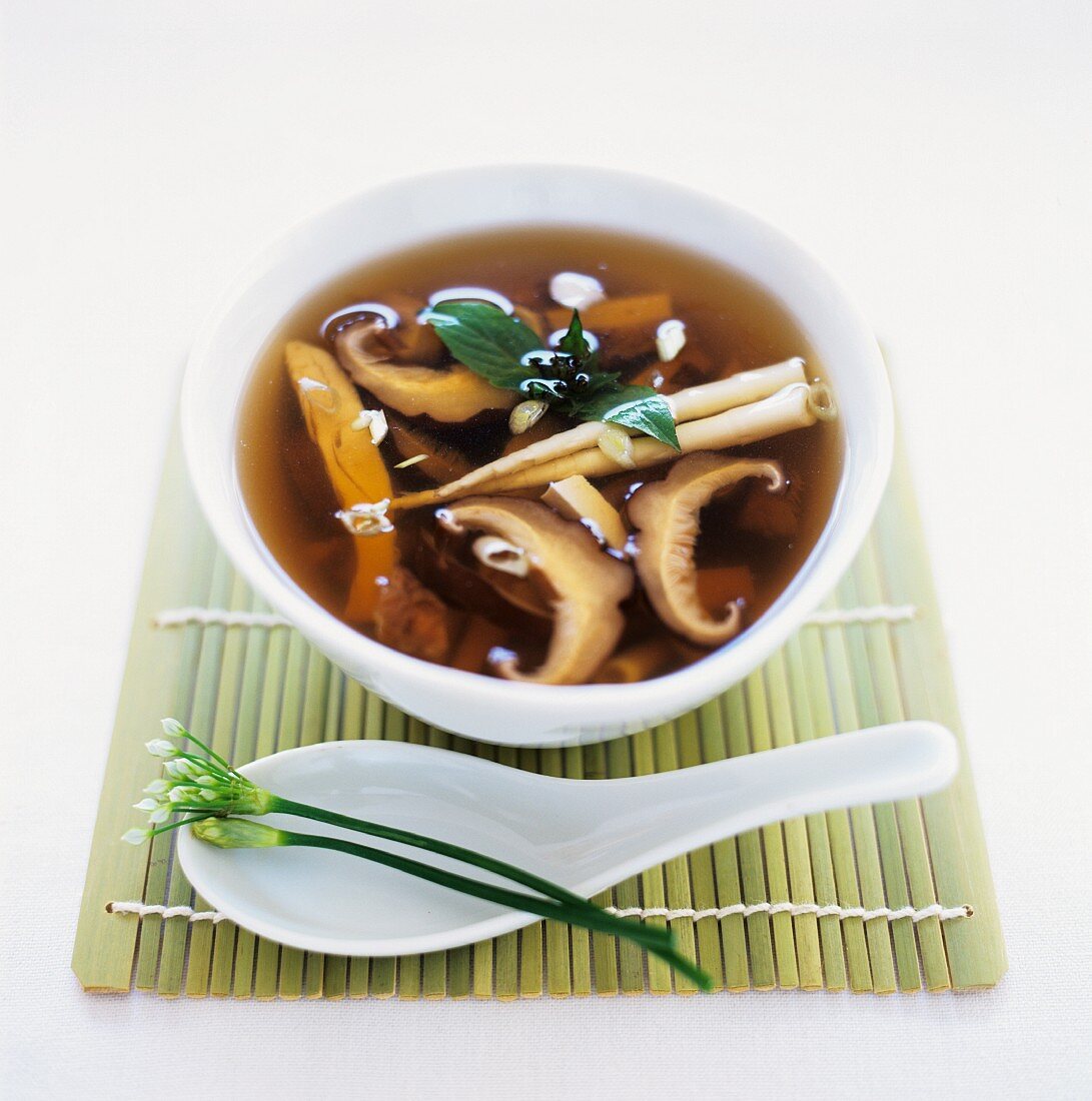 Chicken broth with dried mushrooms (China)