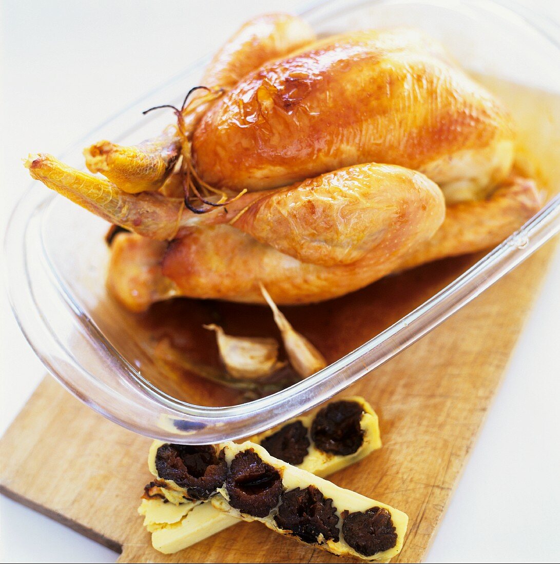 Chicken stuffed with prunes (Brittany, France)
