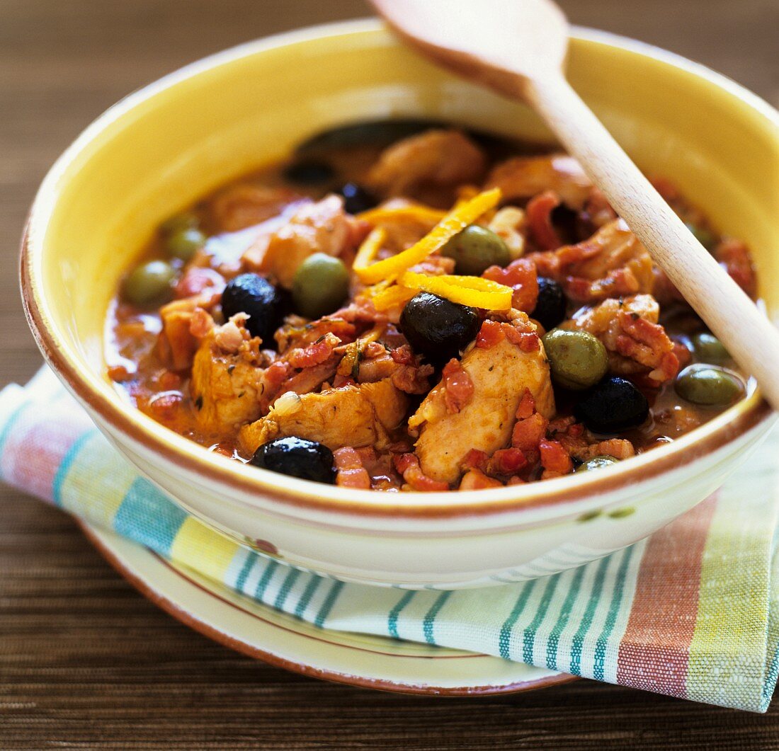 Chicken stew with olives and oranges (Provence, France)