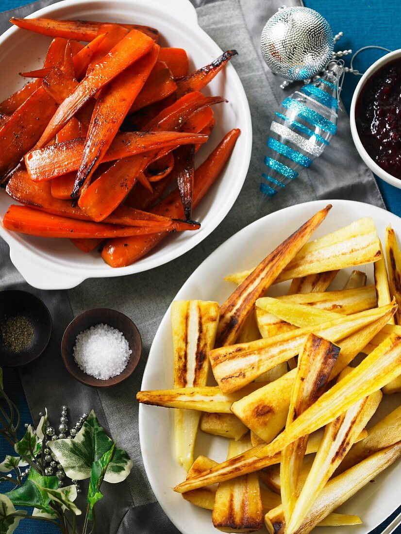 Roasted carrots and parsnips for Christmas dinner