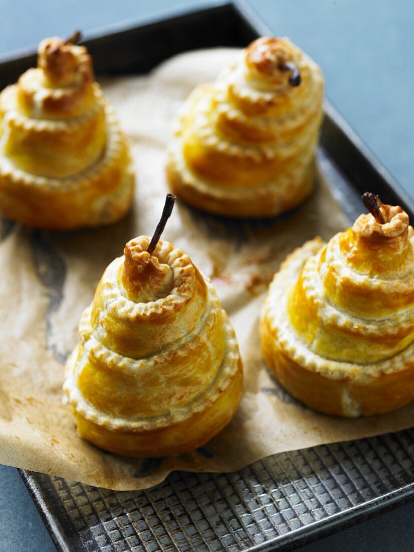 Pears wrapped in pastry
