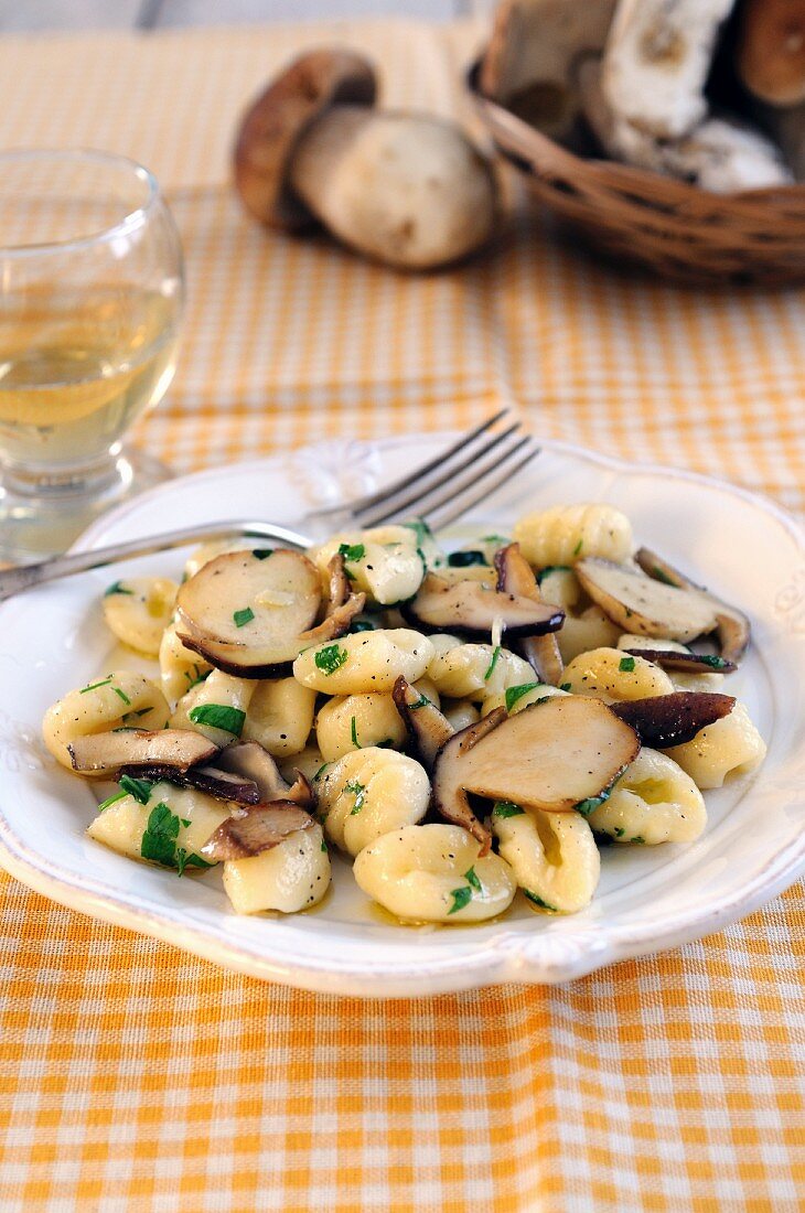 Potato gnocchi with fresh porcini mushroom sauce