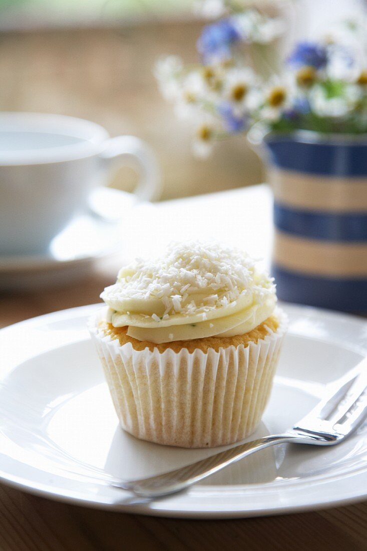 A lime and coconut cupcake