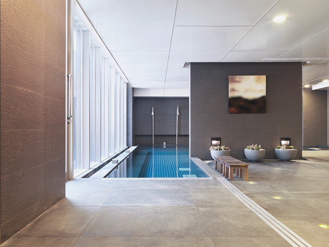 Contemporary building with indoor pool