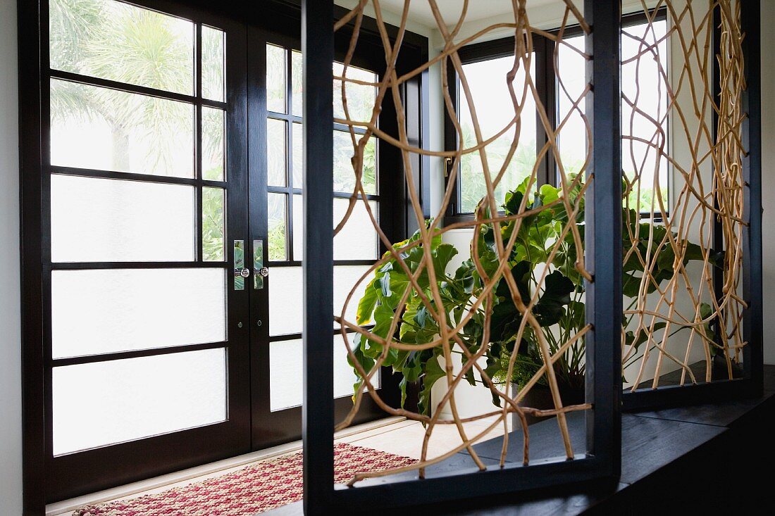 Interior modern front doors and foyer area