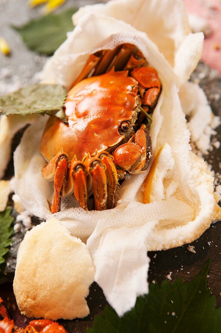 Grilled basil crab