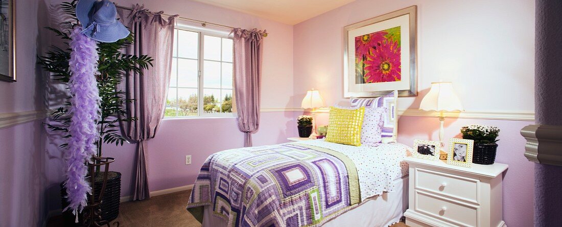 Purple kids room in traditional home