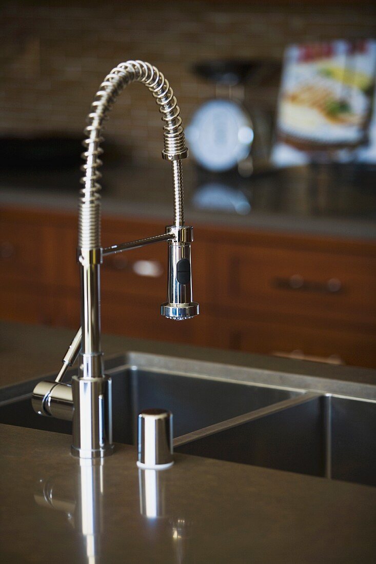 Modern chrome kitchen faucet