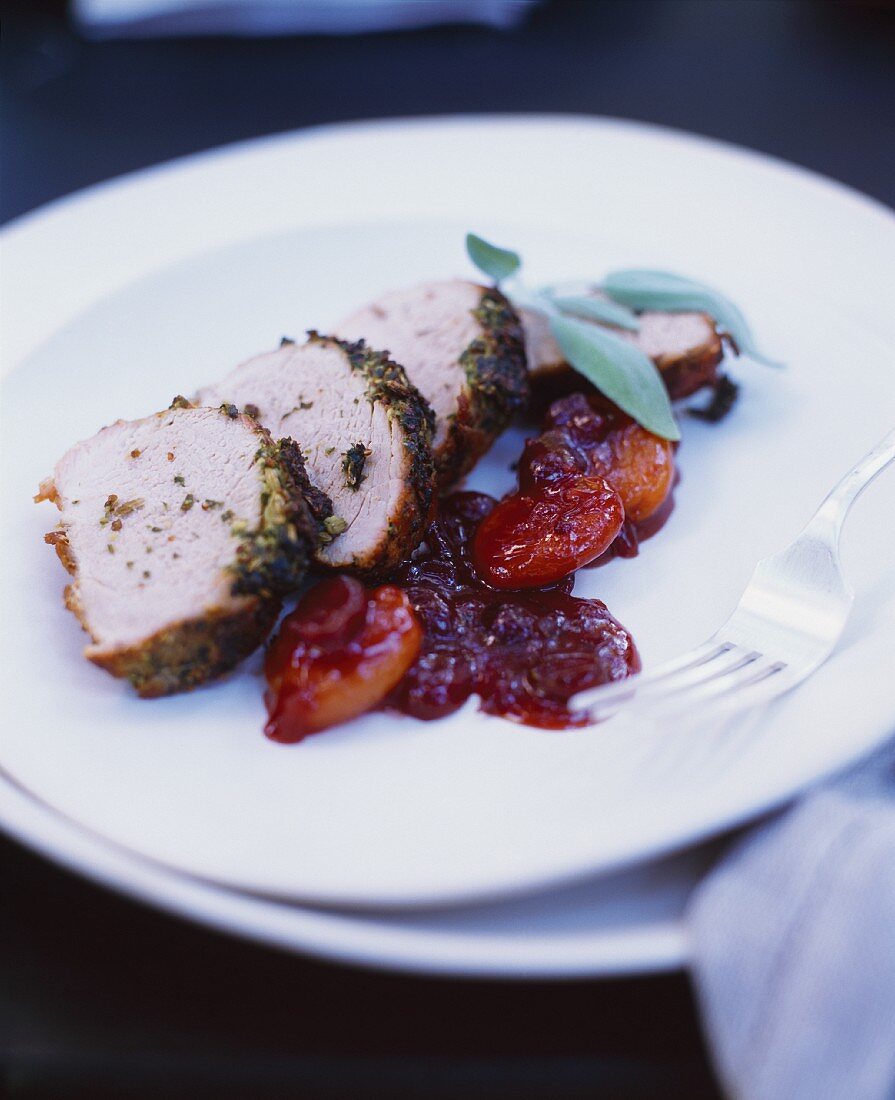 Free Range, Organic Pork Tenderloin with Dried Apricots, Orange and Ginger Sauce