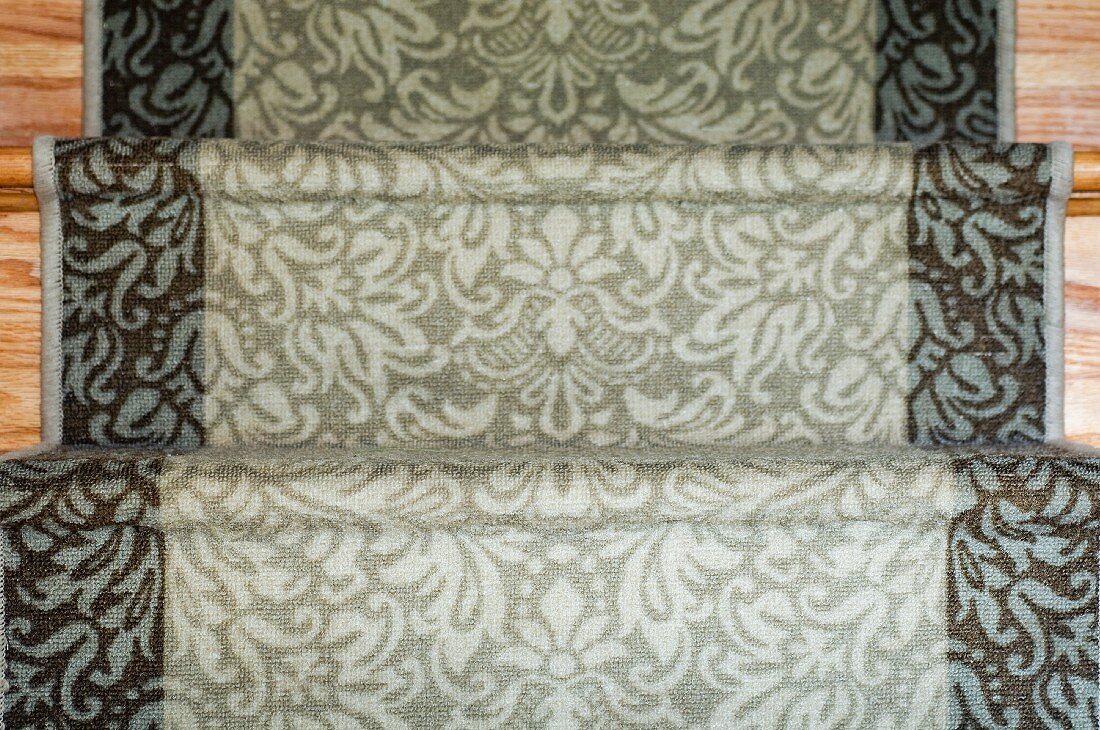 Patterned carpet runner on staircase