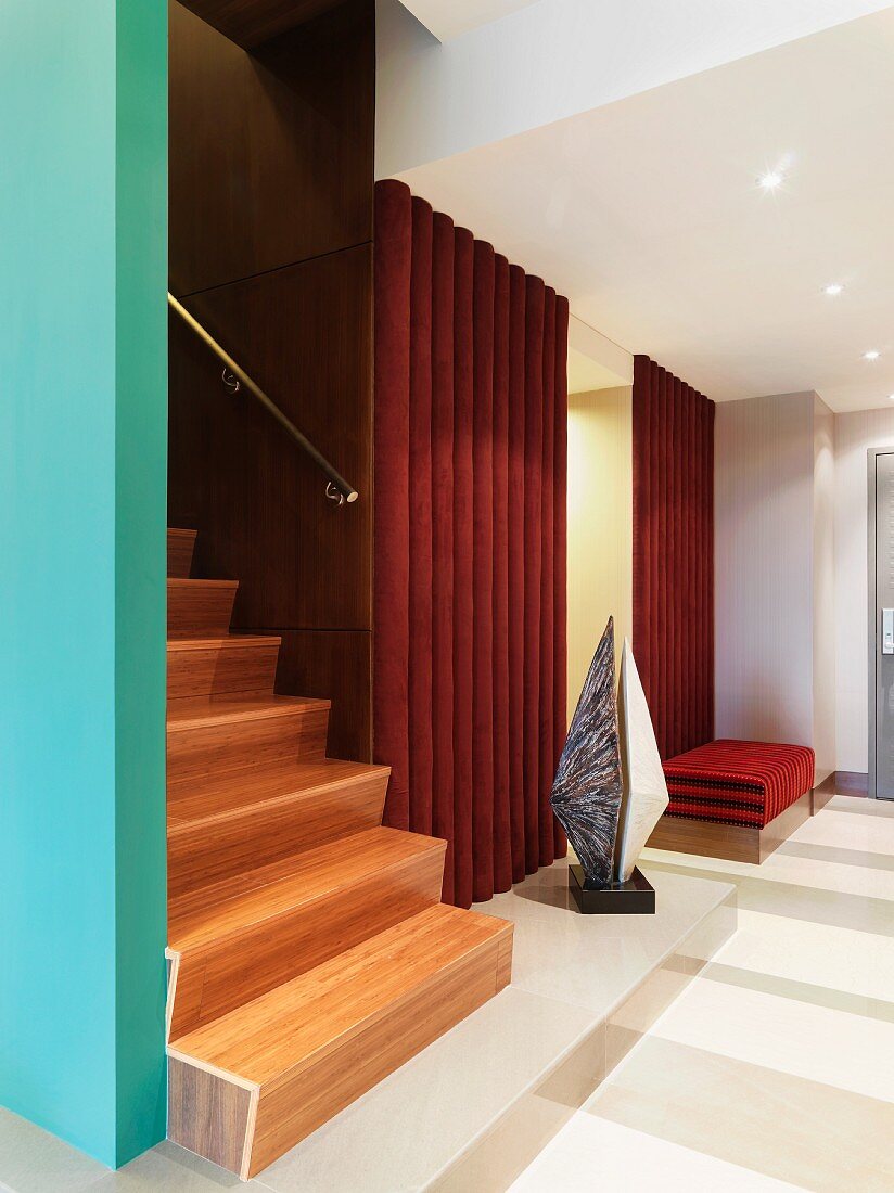 Modern wooden staircase