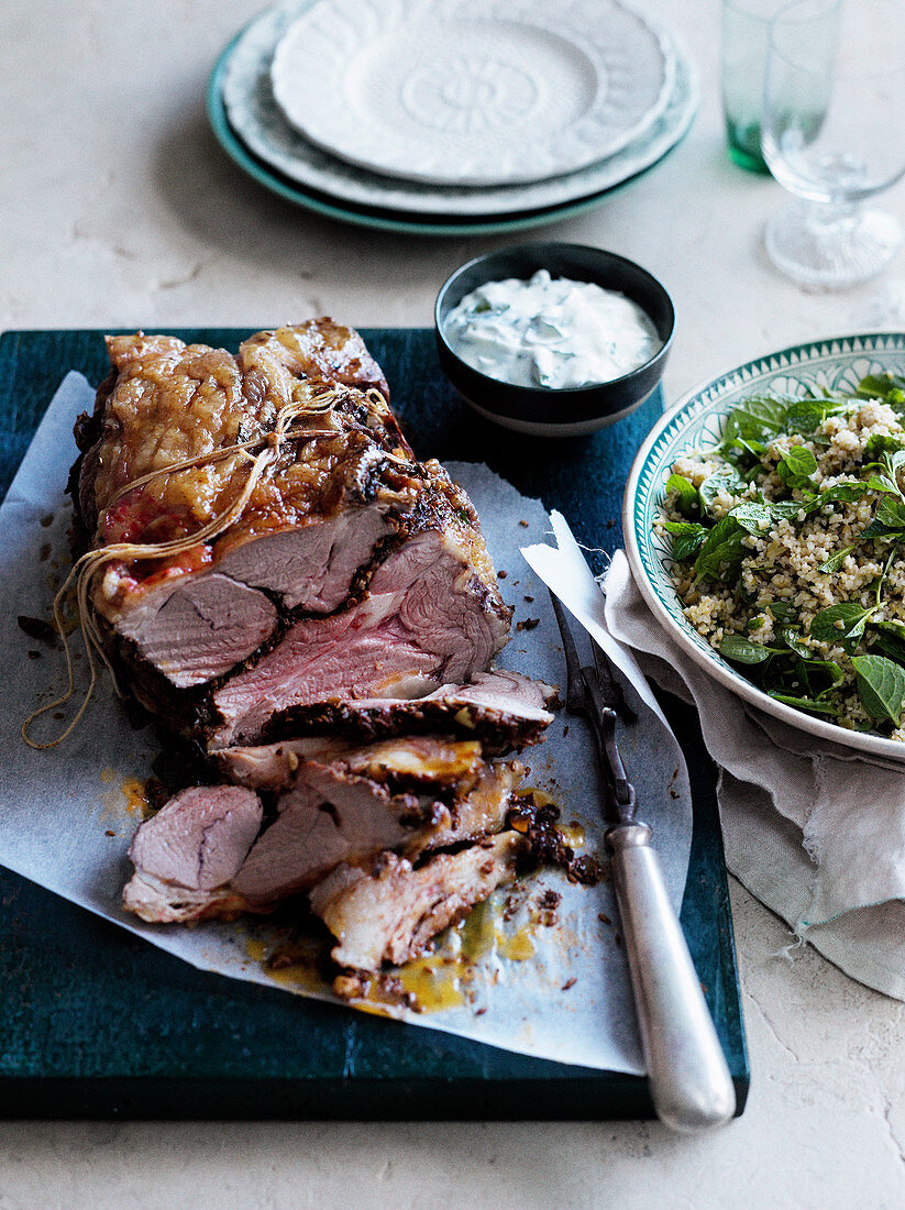 Roast lamb with mint yoghurt