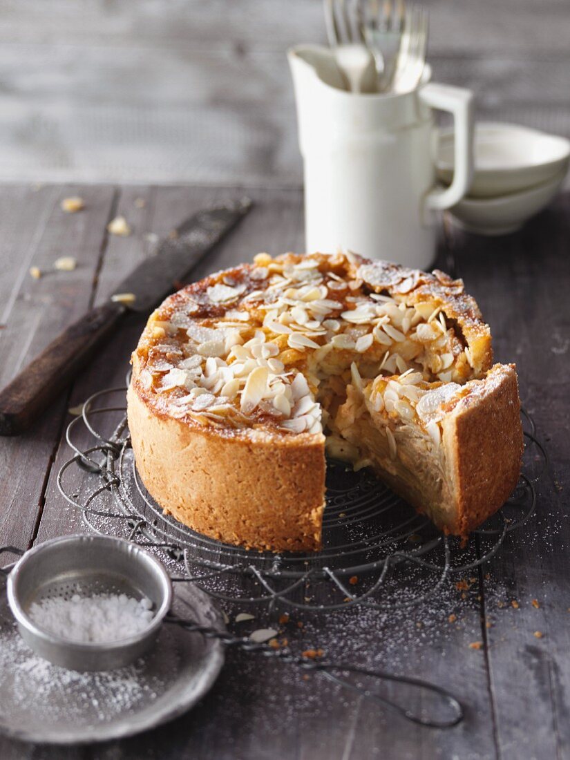 Grandma's apple cake with flaked almonds