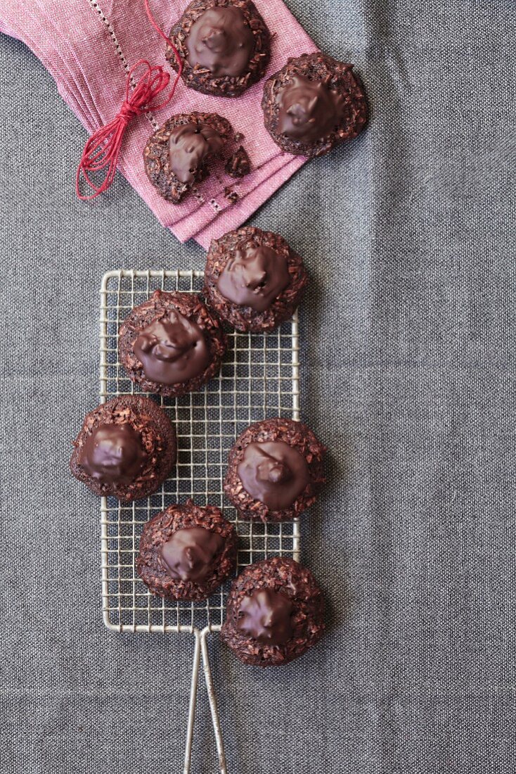 Chocolate and coconut macaroons