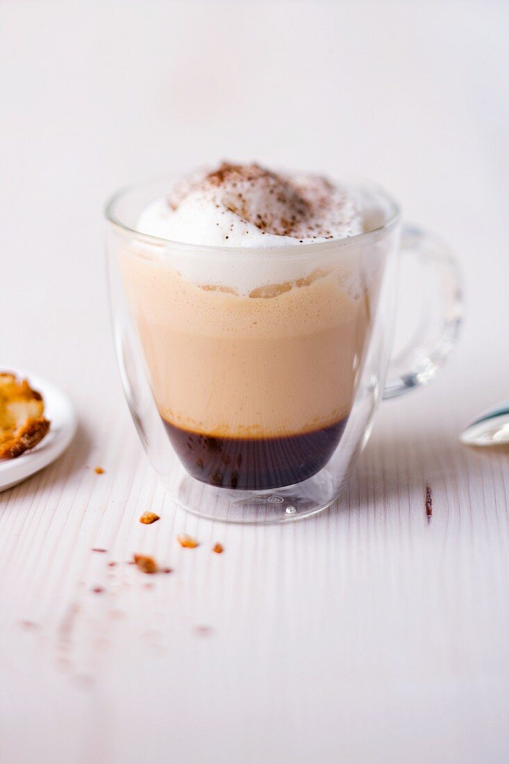 Chanterelle mushroom and mocha cappuccino in a glass