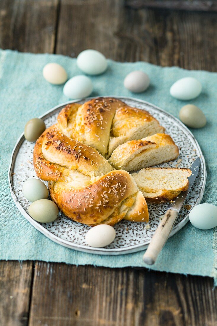 Maracuja-Osterkranz mit Kokosraspeln