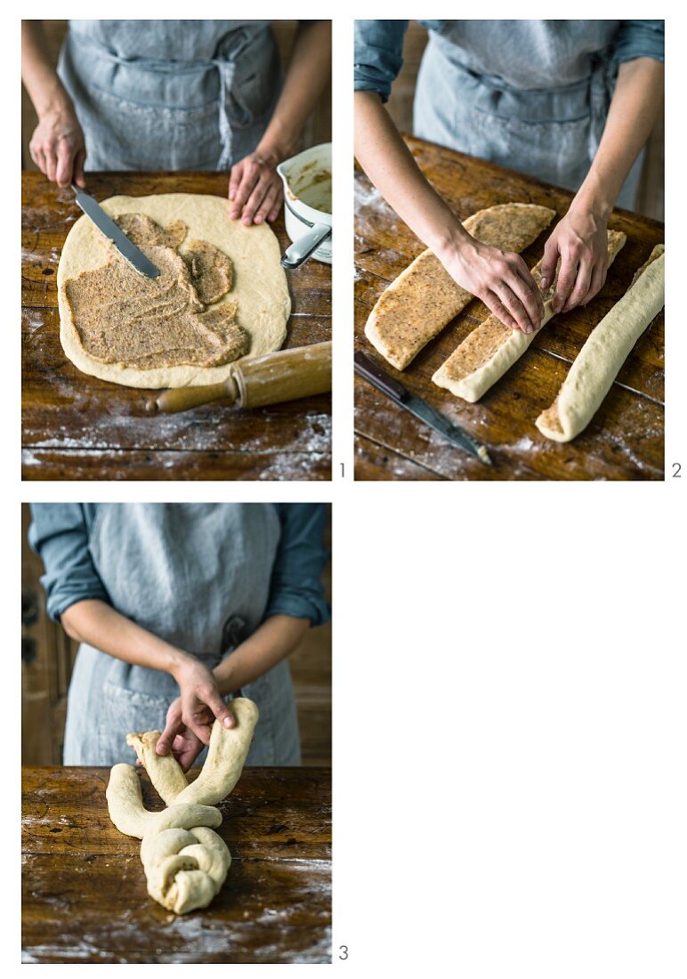 A bread plait being made