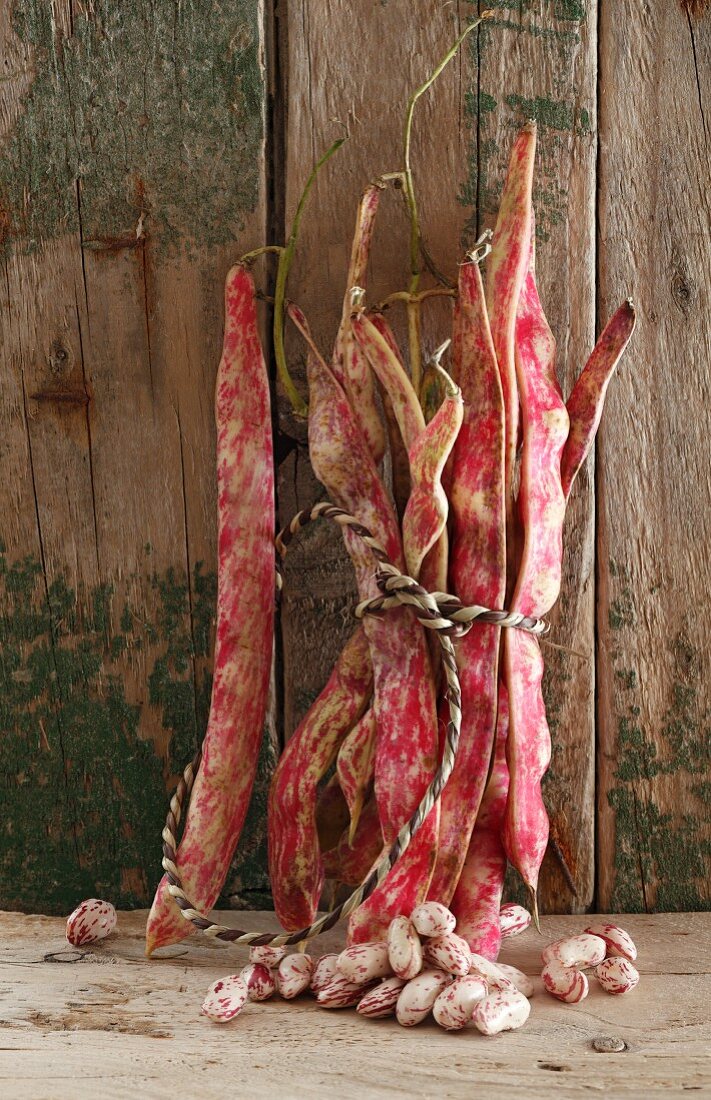 A bundle of borlotti beans