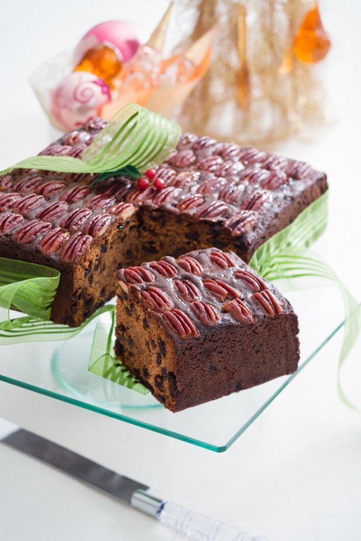 Fruit cake with pecan nuts for Christmas