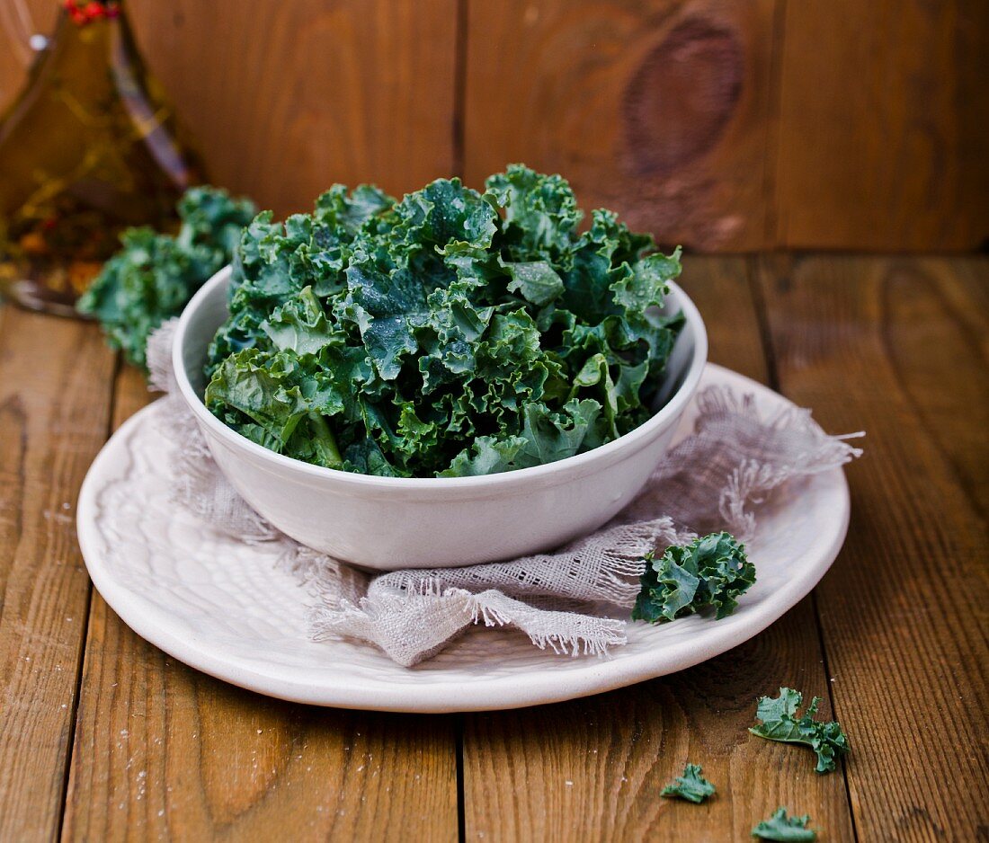 A bowl of chopped kale