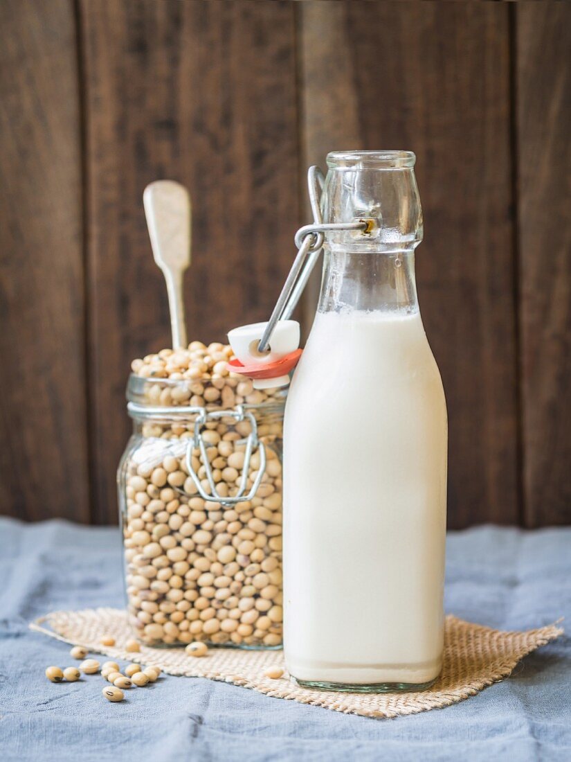 Soy milk and soybeans