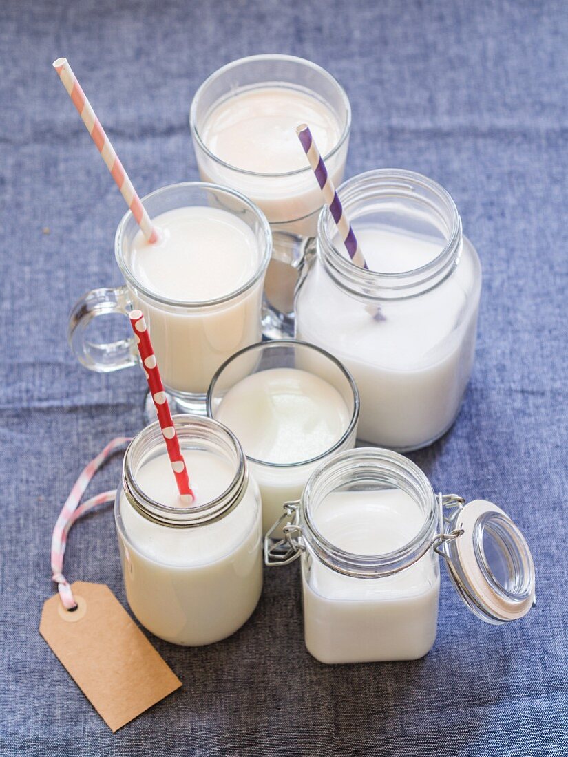 Verschiedene Sorten laktosefreie Milchersatz