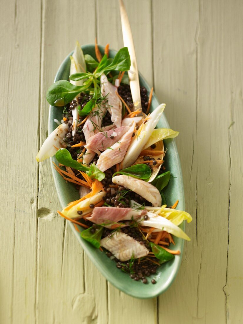 Lentil and haddock salad