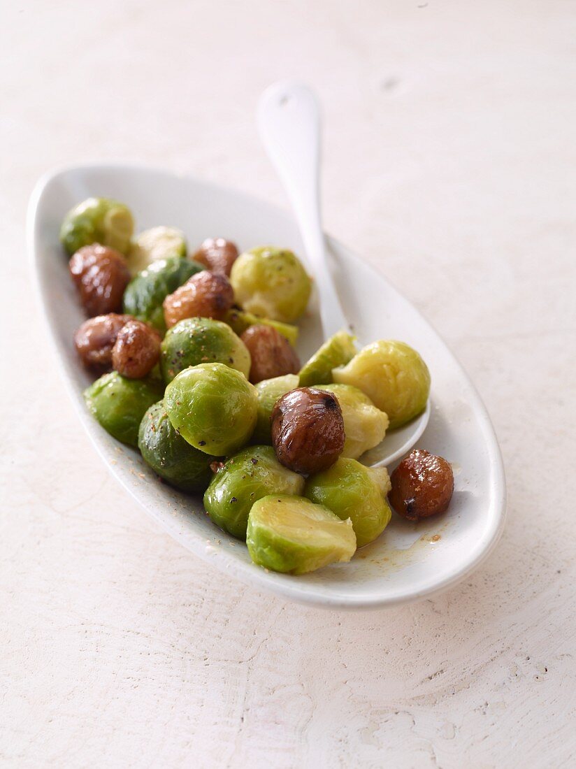 Brussels sprouts with glazed chestnuts