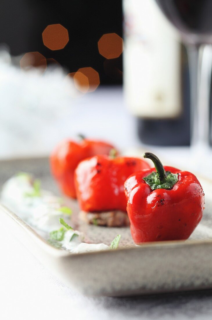 Oven-grilled mini peppers