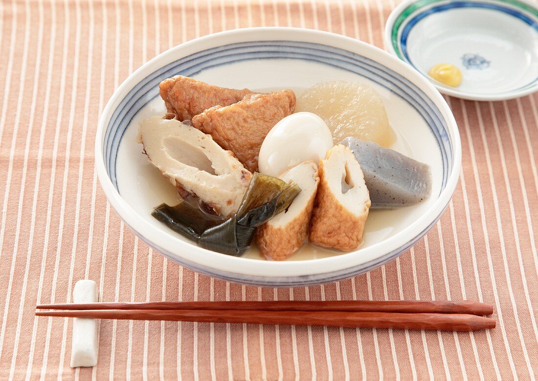 Oden (fish, egg and vegetable stew, Japan)