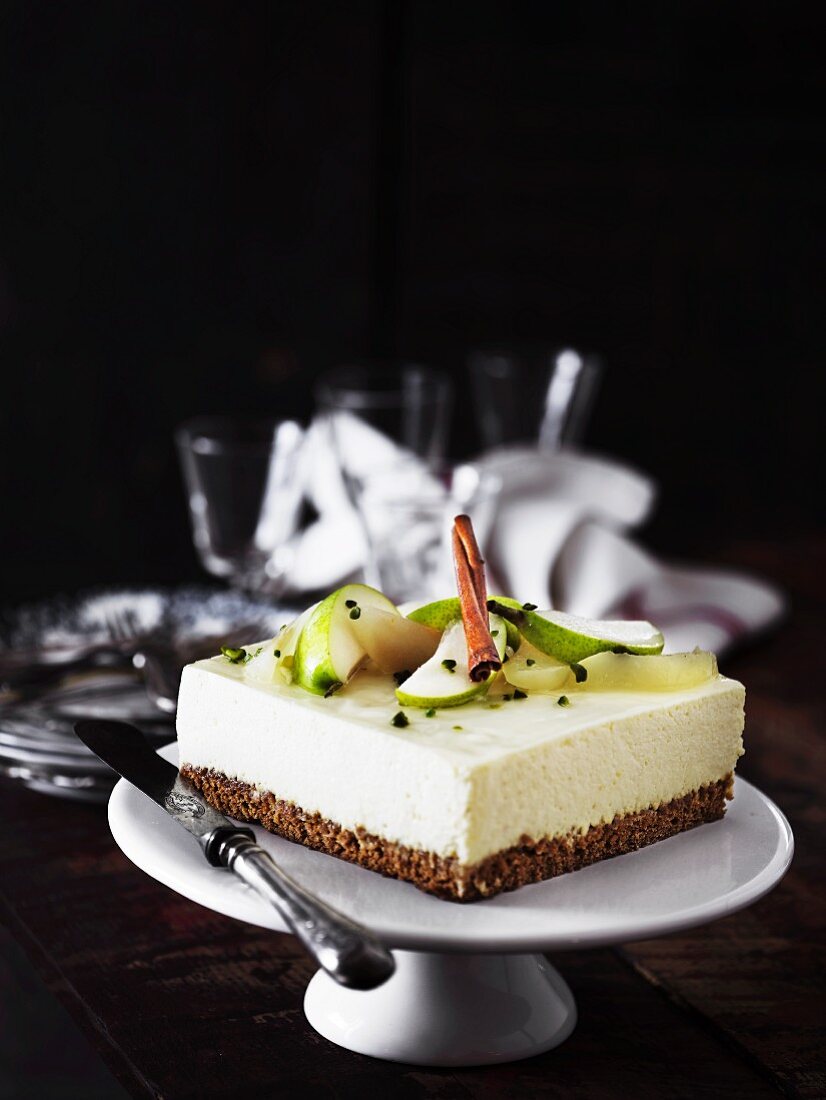 A square apple cheesecake