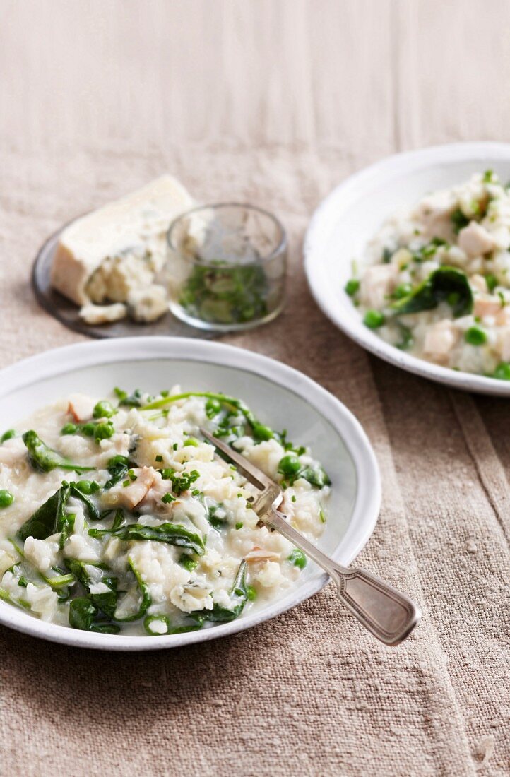 Chicken, Pea and Gorgonzola risotto