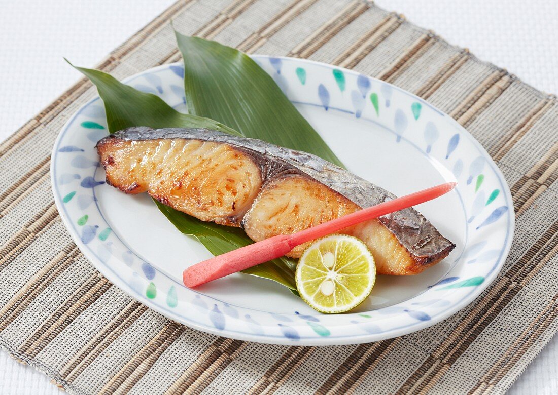 Grilled mackerel fermented in saikyou miso (Japan)