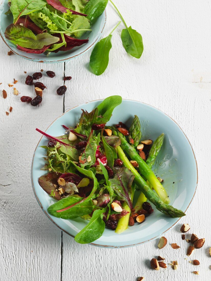 Asparagus salad with nuts and cranberry vinaigrette