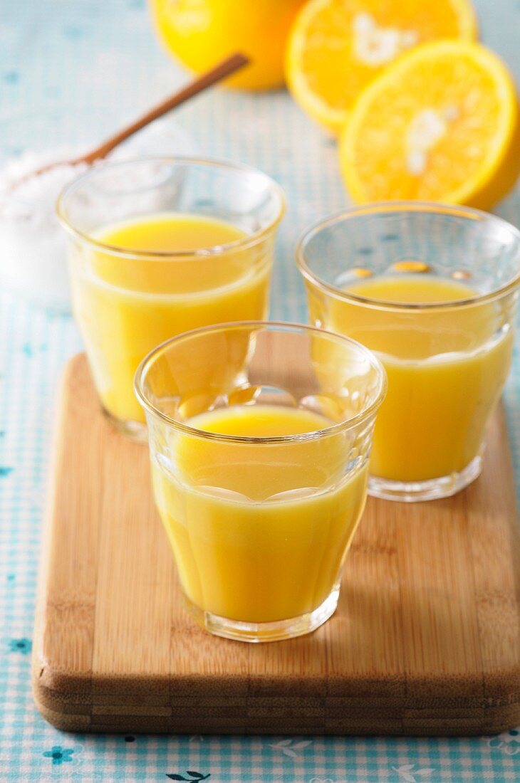 Glasses of freshly squeezed orange juice