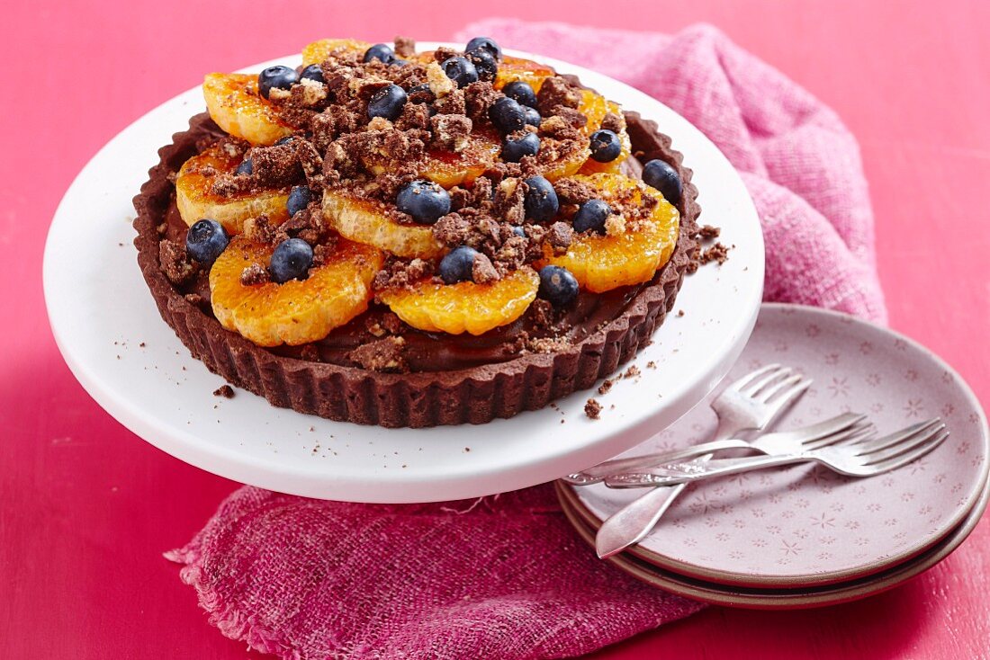 Chocolate mandarin tart