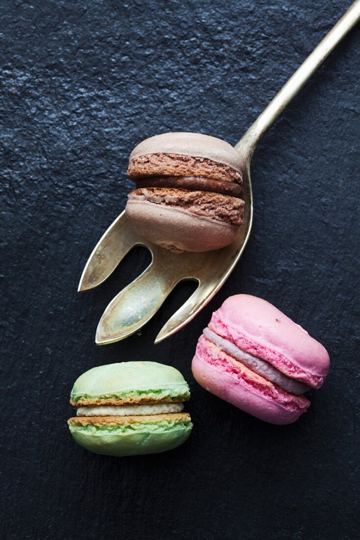 Three different macaroons (seen from above)