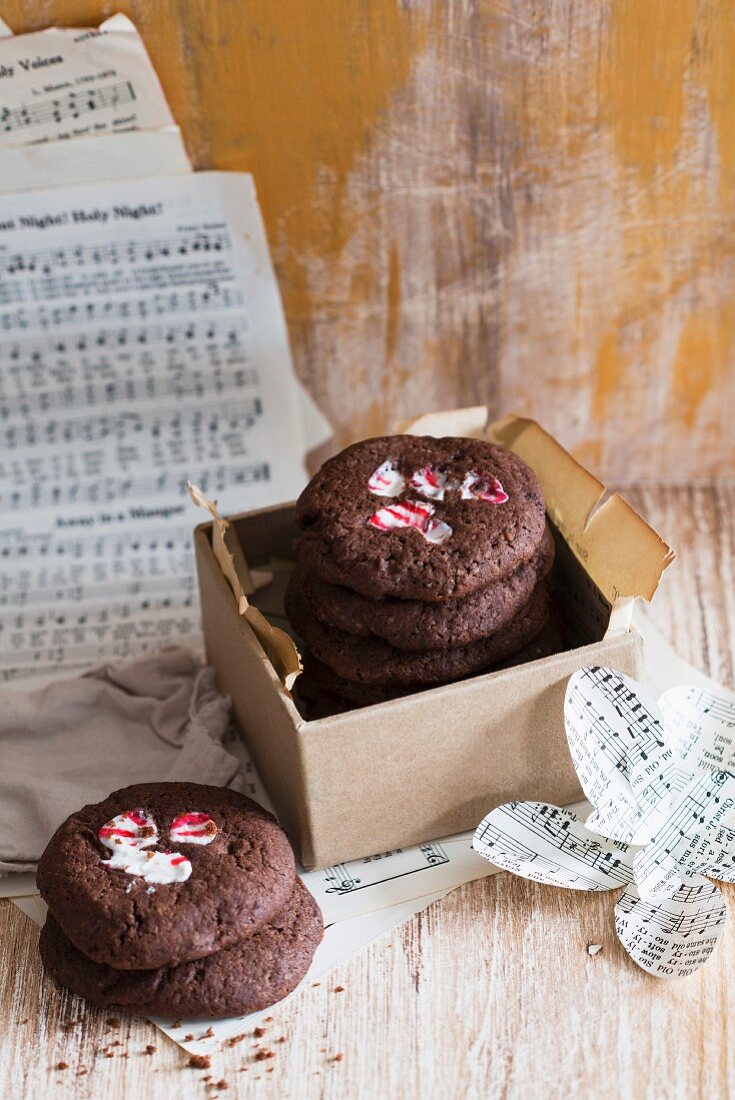 Schokoladen-Pfefferminz-Cookies zu Weihnachten