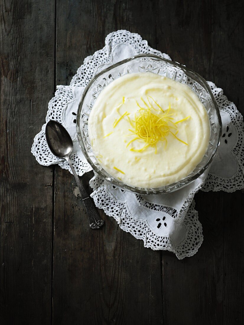 Lemon cream with lemon zest