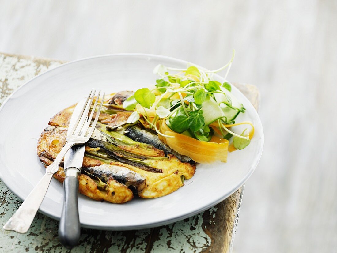 Frittata with anchovies and vegetables