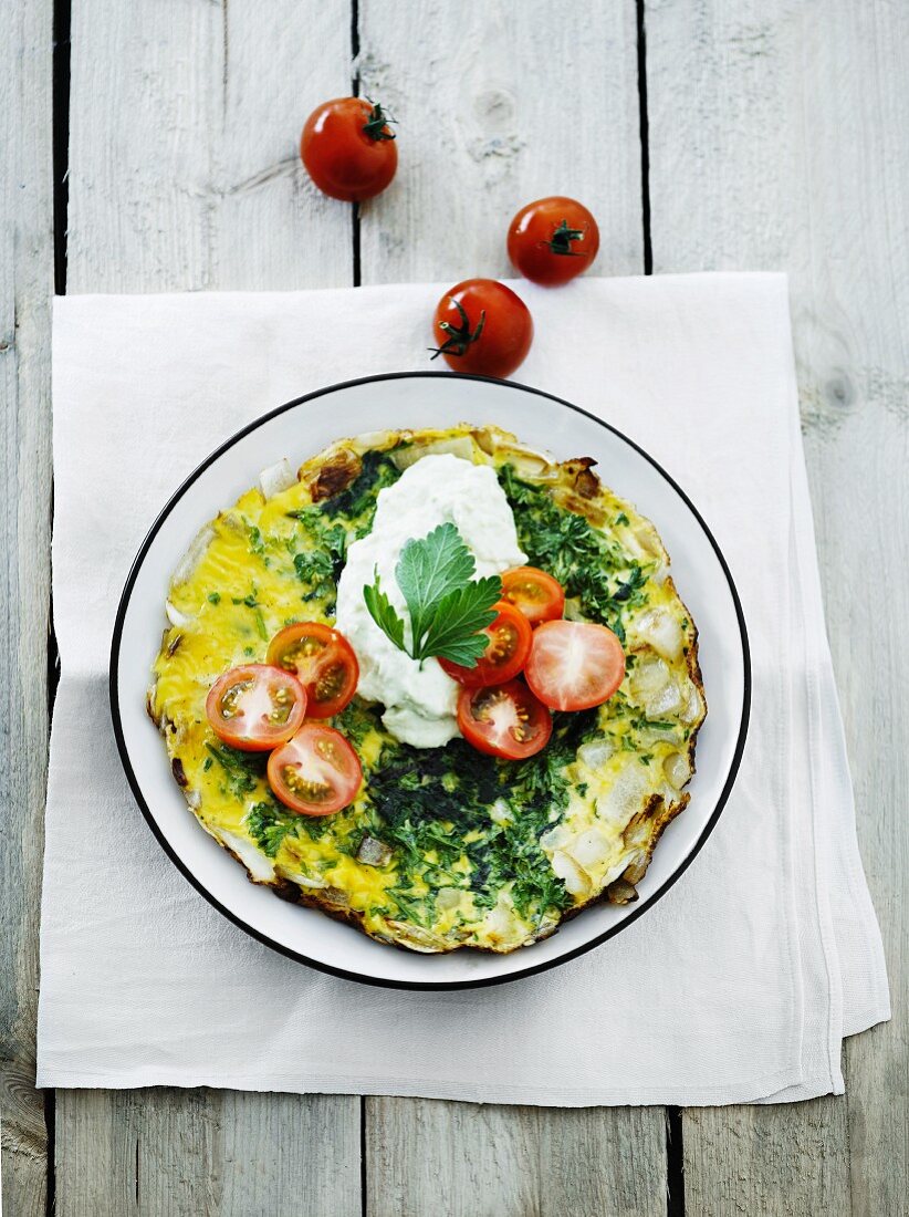 Vegetable and herb omelette