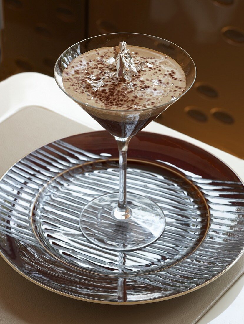 Chocolate cream in a stemmed glass