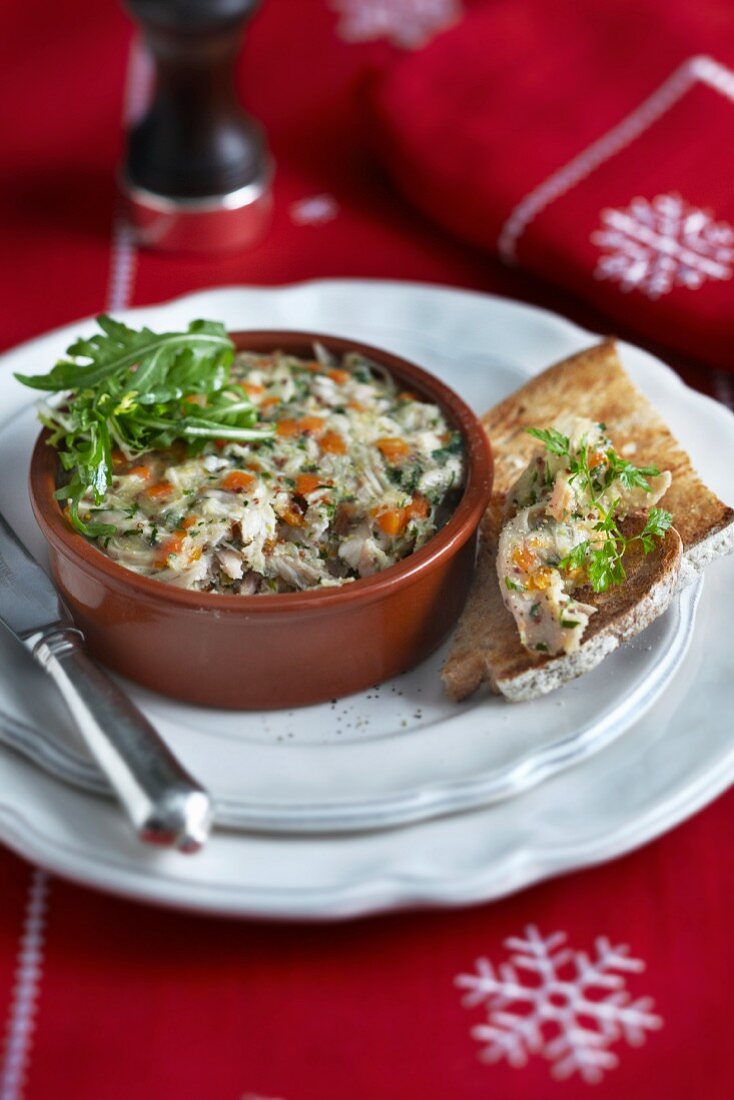 A fish terrine with toast for Christmas